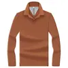 Camisa polo de manga larga para hombre de estilo business de alta gama, hecha de 100% algodón mercerizado, una camiseta casual de manga larga de color liso para hombres de mediana edad