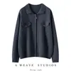 Estilo 'old money', con cuello, detalle de bolsillo falso, cárdigan de punto de cachemira, chaqueta casual de manga larga para mujer, versátil para otoño e invierno, con cremallera