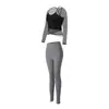 Conjunto de yoga feminino, sem costura e de alta elasticidade, modelador, para treinamento profissional de fitness, corrida e como peça externa, conjunto de duas peças