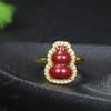 Accesorio de Calabaza de Cinabrio Natural con Colgante Incrustado de Arena Púrpura y Dorada Anillo Pendientes para Mujer Joyería Tendencia Nacional
