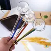 Cuchara de Vidrio Transparente de Mango Largo de Colores, Resistente a Altas Temperaturas, para Condimentar, Postres, Alto Borosilicato, Uso Doméstico, Cuchara para Sopa, Cucharilla de Té, Cuchara para Condimentos