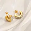 Pendientes de Acero Inoxidable Transfronterizos Incrustados con Circonita Contorno en Forma de C Pendientes de Flor de Diamante Lujo Accesible Moda Pendientes Chapados en Oro de 18K
