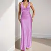 Loja Independente Primavera 2026 Novo Cruzamento Roupas Femininas Sexy Decote V Plissado Slim-Fit Elegante Moda Vestido