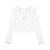 Camisa Sexy Slim-Fit Corta de Primavera y Otoño para Capa Interior, Única y Adelgazante, Nueva Blusa Sencilla y Dulce de Estilo Japonés para Mujer