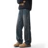 Calça Jeans Splash Ink Masculina 2025 Nova Moda Outono e Inverno Marca Fashion Solta Estilo Americano High Street Lavada Velha Reta