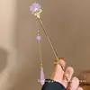 Horquilla de Flor de Cristal Yunhuai, Horquilla Larga Estilo Song con Borla de Gota de Agua Azul, Accesorio Hanfu, Versátil con un Frescor de Hada