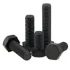 Tornillos y Tuercas Externos Hexagonales de Alta Resistencia, Rosca Fina, Pavonados, Grado 8.8, Tornillos de Construcción de Cabeza Redonda Completamente Roscados