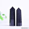 Columna de Cristal Natural Piedra de Arena Azul Dorado Columna de Cristal Molienda de Piedra Original Punta Única Seis Prismas Piedra de Arena Azul Adornos de Columna de Cristal