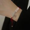 Pulsera de Calcedonia Marca Fu Simple Nicho Retro Benmingnian Cuerda de Mano Tejida a Mano Ajustable Joyería para Novia