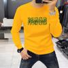 Suéter Masculino Estampado Outono e Inverno Pulôver Top Camisa Base Slim-Fit Camada Interna e Externa Manga Longa Gola Redonda Tendência Top Masculino