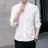 Outono 2026 Masculino Manga Longa Slim Fit Estilo Coreano Cor Sólida Camada Base Camisa Tendência Top Elegante Casual de Negócios