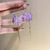 Cadena de Flores Moradas Dulces Borla Pendientes Nuevos para Mujer Pendientes de Nicho de Lujo Ligero