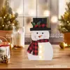 Decoración Navideña Luz LED Muñeco de Nieve Decorado con Temporizador Rústico Letrero Feliz Navidad Muñeco de Nieve de Madera con Luz