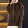 Suéter Básico de Cuello Alto de Manga Larga con Aberturas Ajustado al Cuerpo para Mujer Color Sólido Adelgazante Corto Cálido Suéter Interior Top para Mujer
