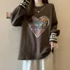 Camisa de Capa Interior de Terciopelo Engrosado para Mujer en Otoño e Invierno Nuevo Estilo Holgada con Efecto Adelgazante Forrada de Polar Cálida de Manga Larga Talla Grande para Mujer