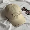 Sombrero de Mujer de Alta Calidad Estilo Retro Americano Lavado Desgastado Rasgado Letra Hot-Fix Pedrería Sombrero para el Sol Versátil Protección Solar Gorra de Béisbol