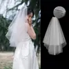 Velo Esponjoso con Lazo de Novia Vestido de Novia Multicapa Velos para Fotografía de Boda Estilo Corto