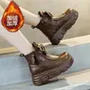 Comercio Exterior Felpa Piel Suave Botas Martin Botines Cortos Mujer Otoño e Invierno Estilo Nuevo Pequeña Suela Gruesa Aumentador de Altura Zapatos de Mujer Botas de Algodón de Caña Alta