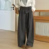 Calça de Linho Leve com Cinto Estilo Foice para Mulheres, Novo Design Estilo Coreano Outono 2026 Calças Longas Casuais, Calça Slimming Estilo Preguiçoso
