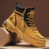 Botas Masculinas de Cano Alto para Inverno, Caminhada Casual, Sapatos de Trabalho Antiderrapantes, Superfície de Couro, Impermeáveis, Sola Grossa, Aumentam a Altura, Botas Martin Brancas