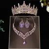 Collar de Corona Estilo Palacio Retro con Diamantes Brillantes en Forma de Gota de Agua, Moda Versátil de Lujo Ligero Exquisito de Nicho Set de Tres Piezas