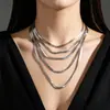 Accesorios transfronterizos europeos y americanos, collar versátil de hueso de serpiente plano estilo ins, cadena para clavícula multicapa de borla de alta gama