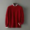 Suéter de Lujo 100% Lana Pura para Hombre, Estilo Otoño e Invierno, Cuello Redondo, Tejido Holgado, Jersey Casual, Engrosado