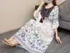Vestido Corto de Algodón Seda Floral de Manga Corta, Vestido de Verano Simia para Viaje Vacacional, Vestido de Playa Tailandés, Estilo Étnico