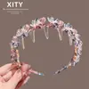 Diadema de Cristal Colorida Dulce de Primavera para Mujer, Peine de Pelo Resistente a la Presión de Gama Alta, Nuevo Estilo Accesorio para el Cabello de Corona Alta para Salir