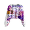 Grupo Cazador de Brujas K-Pop Patrón Impresión 3D Transfronterizo Nuevo Sudadera Corta Casual para Chicas Venta Directa de Fábrica