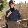 Foto Real de Camisa Jeans Vintage para Mulheres, Jaqueta Fina, Cardigã, Manga Longa, Design Único, Top em Camadas, Novo Azul 2025