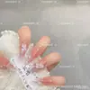 [Borboleta Gelo-Claro] Unhas Vestíveis Exquisitas Feitas à Mão com Efeito Suave e Iluminador, Borboleta Fresca Estilo Floresta Flores 3D