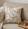 Funda de almohada bordada con patrón de líneas abstractas, funda de cojín geométrica de lujo ligero estilo nórdico, funda de almohada decorativa suave para sofá de sala de estar