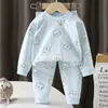 Ropa de Otoño Nueva para Niños y Traje de Pantalones Traje de Ropa Interior de Terciopelo Niños y Niñas Primavera y Otoño Ropa Base para el Hogar Pijamas para Bebé