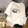 Camiseta de Manga Corta para Mujer Algodón Estilo Japonés Camiseta de Manga Corta Verano Estilo Hong Kong Top Trendy Versátil Blanco Camiseta para Hombre y Mujer Exportación