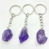 Venta Caliente Transfronteriza Gema Natural Cristal Piedra Irregular Llavero Joyería Accesorios Colgante
