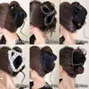 Pinza de garra de triángulo con lazo estilo coreano para mujer, tamaño grande, pinza para el pelo de alta gama para la parte posterior de la cabeza, pasador, pinza de tiburón para peinar el cabello, accesorio para el cabello
