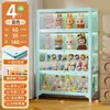 Vitrine de Vidro, Armário de Estatuetas para Sala de Estar, Estante de Aço com Portas, Armário de Armazenamento de Blind Box, Armário de Armazenamento em Camadas, Vitrine Estilo Creme