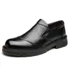 Sapatos de Couro Slip-On Modernos para Homens, Sapatos Casuais de Negócios em Couro, Mocassins Macios de Couro com Solado Macio, Sapatos Masculinos Modernos com Forro de Lã e Espessados