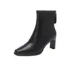 Botines de tacón alto estilo francés para mujer, nueva colección otoño/invierno 2026, botas Martin de tacón grueso, botas elásticas marrones super populares para estilizar, perfectas para mujeres bajitas