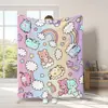 Cobertor de urso em forma de coração fofo de desenho animado transfronteiriço, cobertor de pelúcia de flanela macio e confortável estampado colorido para quatro estações, cobertor de sofá