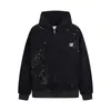 Sudadera con capucha tipo cárdigan de estilo americano con patrón de estrellas y pedrería para hombre y mujer, temporada de primavera, chaqueta con cremallera vintage lavada de alta gama para pareja