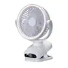 Ventilador de Pinza Recargable por USB con Luz Nocturna LED Ventilador de Escritorio Portátil de 6 Pulgadas Oscilante con Pantalla Digital Flujo de Aire Fuerte Ventilador de Refrigeración Personal para Cama Dormitorio Oficina Viaje y Camping