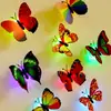 Adesivo de Parede Borboleta Estéreo 3D Borboleta Luminosa Luz Noturna Luminosa Luminária de Cabeceira Cena de Natal Atacado