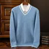 Nuevo Suéter de Lana con Cuello de Punto Grueso para Hombre de Otoño e Invierno Camisa Base Cálida Casual para Hombre