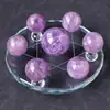 Bola de Cristal Branca Natural e Rosa Púrpura, Bola de Obsidiana Matriz de Sete Estrelas, Pedra Bruta Polida Artesanato Ornamento para Decoração de Casa e Escritório