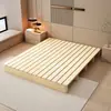 Marco de cama tatami, cama moderna minimalista de madera maciza para viviendas de alquiler, cama de listones a ras de suelo, cama baja completamente de madera maciza para casa de huéspedes