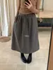 De ella, una falda midi de lana mezclada estilo coreano, minimalista, línea A, con cintura elástica, para mujer, estilo 66940