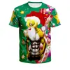Ropa Festiva de Santa Claus Nueva Europea y Americana 2024 Impresión Digital 3D Juvenil Casual Holgada Cuello Redondo Manga Corta