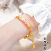 Tienda de Oro Mismo Estilo Oro de Arena Vietnamita Nuevo Estilo Chino Rosa Antiguo Melocotón Flor de Durazno Curva Mariposa Pulsera DIY Tejida a Mano Mujeres